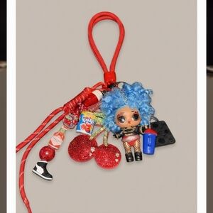 L.O.L. Surprise! Doll Keychain with Blue Hair and Red Accessories